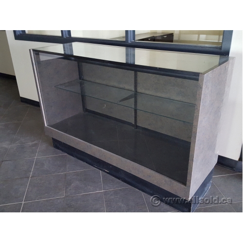 Grey Retail Single Shelf Glass Display Show Case Allsold.ca Buy & Sell Used Office Furniture